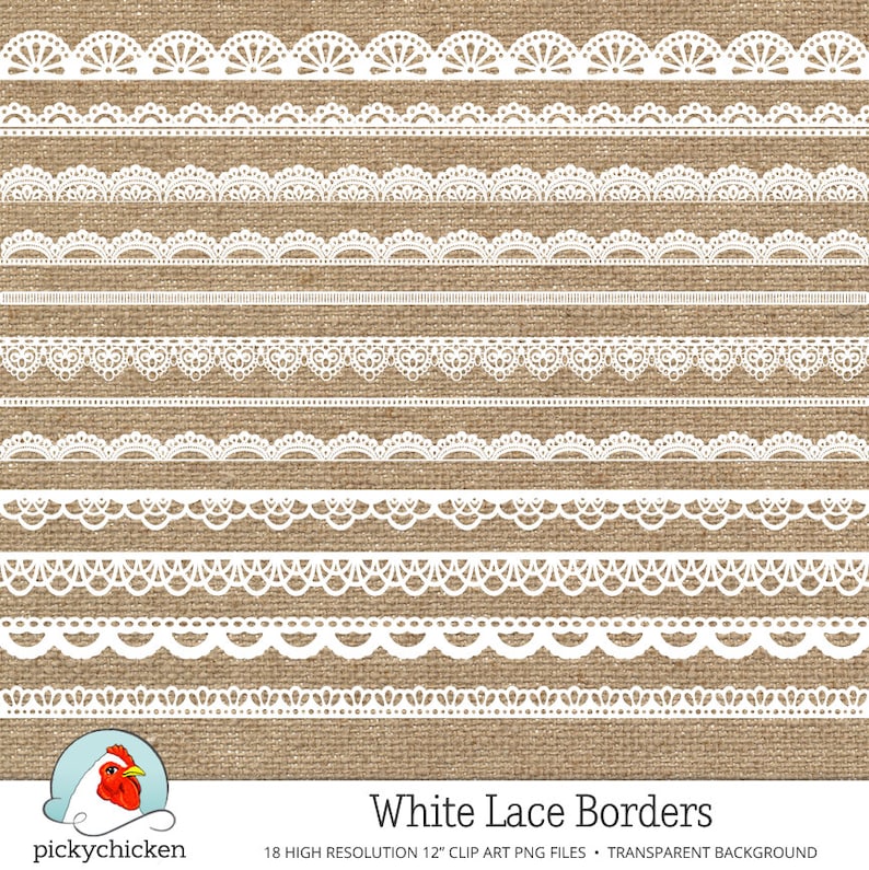 Digital Lace Borders 18 white lace digital borders, photography overlay shabby chic wedding clip art, printable Instant Download 5014 image 1