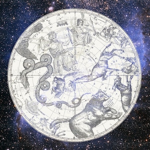 Vintage carte astrologie - horoscope étoiles galaxie 9 x 9 numérique téléchargeable imprimable image téléchargement télécharger 4012
