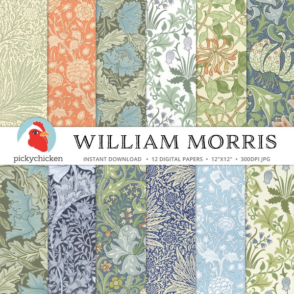 Victorian Digital Papers, William Morris, Arts and Crafts Movement, Art Nouveau 8111