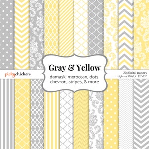 Gelb & grau Digital Paper - Damaris Chevron digitalem Papier Polka Dots marokkanischen Fotografie Kulisse Instant Download-8053