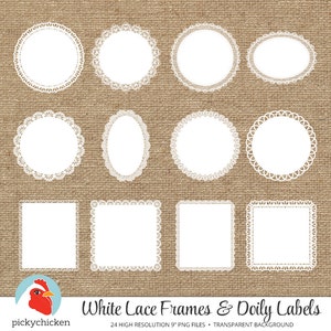 Lace Clip Art 24 White Lace Frames Doilies Doily Wedding Shabby Chic ...