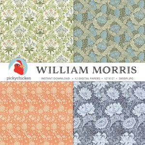 Victorian Digital Papers, William Morris, Arts and Crafts Movement, Art Nouveau 8111 image 3