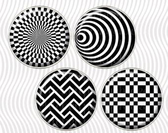 Mod Geometrics - 1 inch circles 25mm - Digital Collage Sheet INSTANT DOWNLOAD - pendants magnets 2115