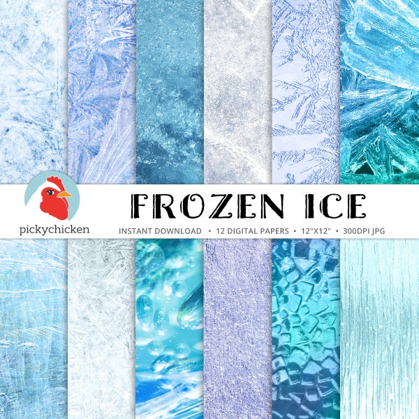 Frozen Digital Paper - Ice digital paper, winter,  ice background, digital photography backdrop, Instant Download 8105