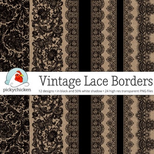 Jahrgang Black Lace-Grenzen - viktorianischen schwarzer Spitze digitalen Grenzen, Fotografie-Overlay, Hochzeit Cliparts, druckbare Instant Download-5019