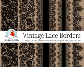 Jahrgang Black Lace-Grenzen - viktorianischen schwarzer Spitze digitalen Grenzen, Fotografie-Overlay, Hochzeit Cliparts, druckbare Instant Download-5019