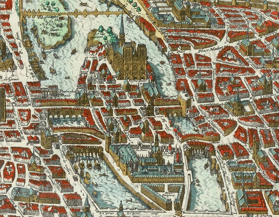 Historic Maps and Views of Paris: 24 Frameable Maps