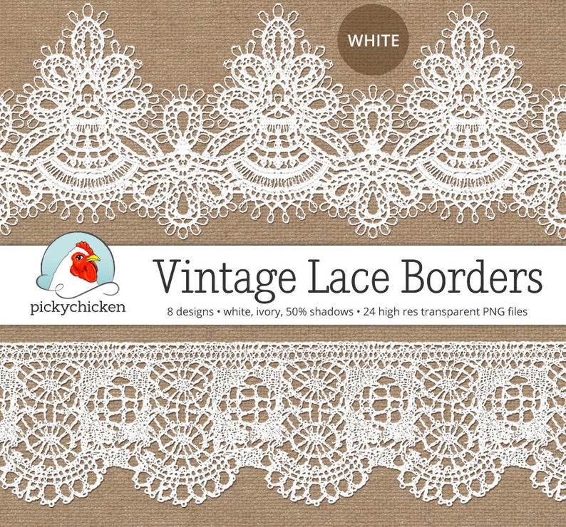 Digital Vintage Lace Borders white lace borders, ivory lace borders, photography overlay, wedding clipart, printable Instant Download 5017 image 3