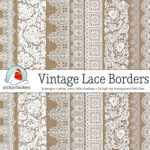 Digitale Vintage Spitze Grenzen - weiße Spitze Grenzen, Elfenbein Spitze Grenzen, Fotografie Overlay, Hochzeit Clipart, druckbare Instant Download 5017