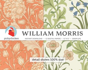 Papier Scrapbooking Vintage William Morris - 24 Feuilles 30x30cm, Motifs Floraux Double Face