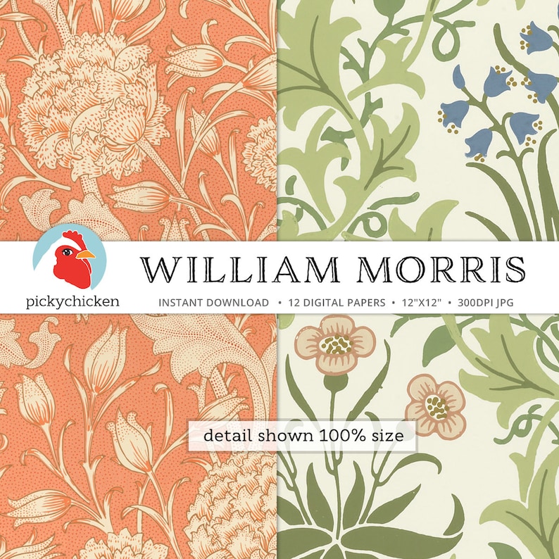 Victorian Digital Papers, William Morris, Arts and Crafts Movement, Art Nouveau 8111 image 6