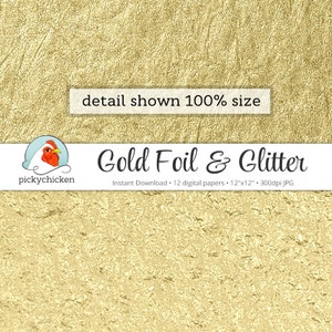 Gold Digital Paper Gold Foil Paper & Gold Glitter Paper faux gold digital paper photography backdrop Instant Download 8062 image 4