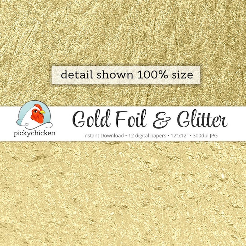 Gold Digital Paper - Gold Foil Paper & Gold Glitter Paper Faux Gold ...