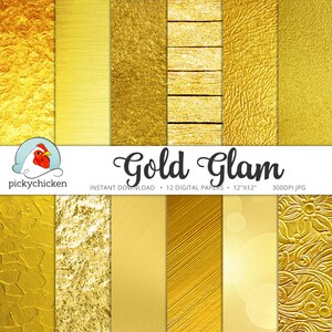 Gold Digital Paper Gold Foil Paper, Gold Glitter, Gold Bokeh Paper digital paper photography backdrop Instant Download 8072 image 1