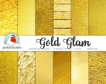 Gold Digital Paper - Gold Foil Paper, Gold Glitter, Gold Bokeh Paper digital paper photography backdrop Instant Download 8072