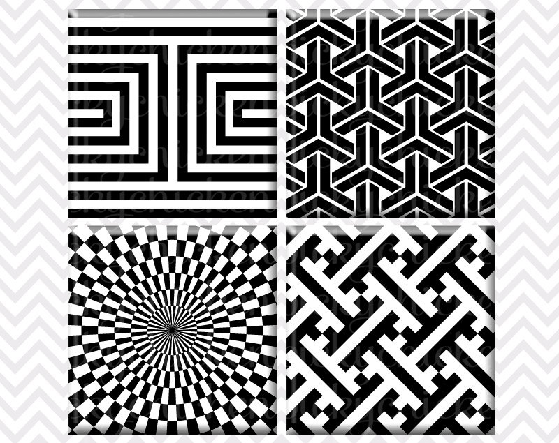Mod Geometrics - 1 Inch Squares 25mm Pop Art Op Art