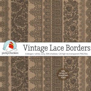 Digital Vintage Lace Borders white lace borders, ivory lace borders, photography overlay, wedding clipart, printable Instant Download 5017 image 5