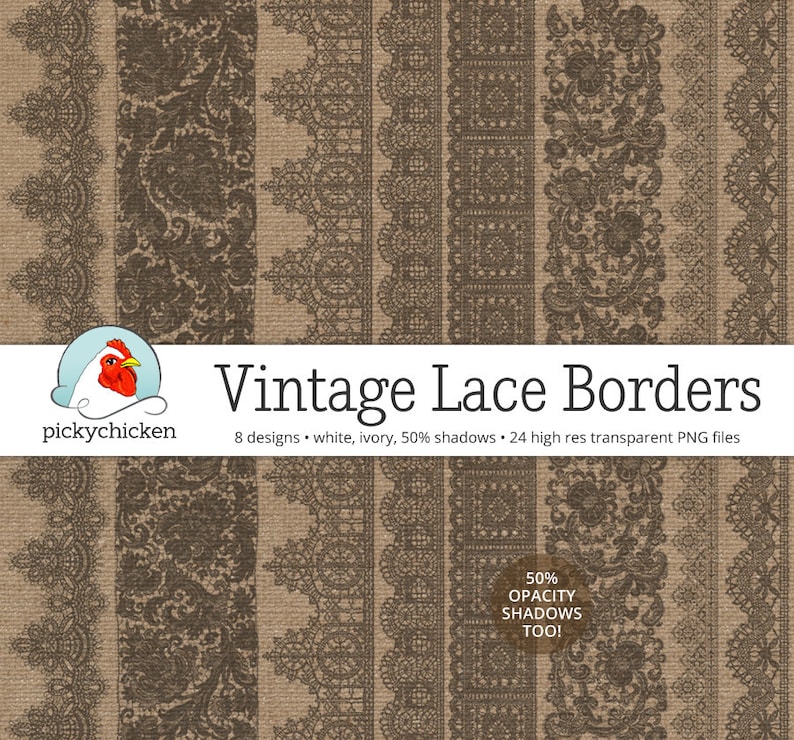 Digital Vintage Lace Borders white lace borders, ivory lace borders, photography overlay, wedding clipart, printable Instant Download 5017 image 5