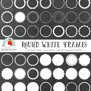 Image clipart rond cercles blancs - 42 napperons numériques blancs napperon dentelle cadres étiquettes étiquettes clipart photographie superposition 5030