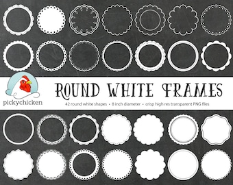 Round White Circles clip art - 42 white digital doilies doily lace frames labels tags clipart photography overlay 5030