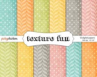 Textured Chevron Digital Paper - polka dots turquoise orange green yellow gray pink photography backdrop Instant Download 8037