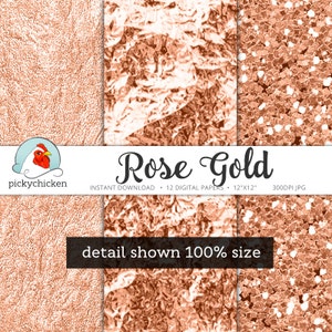Rose Gold Digital Paper, rose gold paper, rose gold faux foil, rose gold glitter, copper foil paper, New Years Eve photography backdrop 8081 image 4