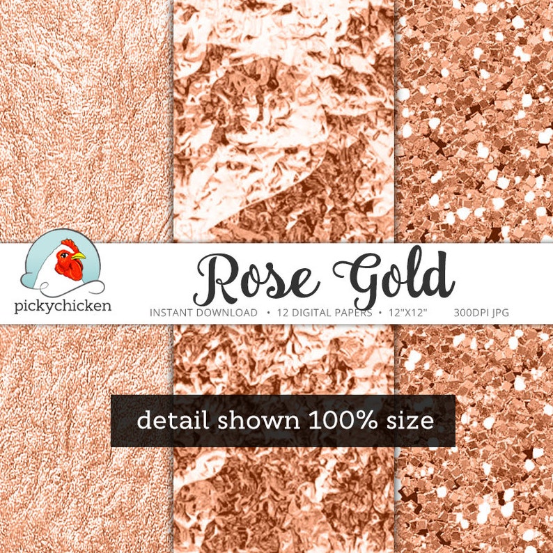 Rose Gold Digital Paper, rose gold paper, rose gold faux foil, rose gold glitter, copper foil paper, New Years Eve photography backdrop 8081 image 4