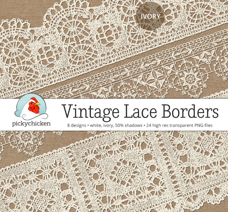 Digital Vintage Lace Borders white lace borders, ivory lace borders, photography overlay, wedding clipart, printable Instant Download 5017 image 4