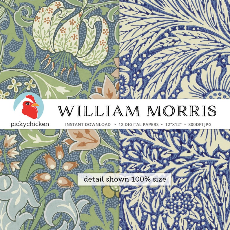 Victorian Digital Papers, William Morris, Arts and Crafts Movement, Art Nouveau 8111 image 5