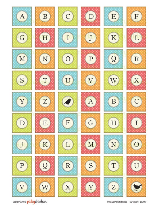 Polka dot(プロフお読み下さい) Polka Dot Alphabet Initials - 1 Inch Squares 25mm - Orange Rose