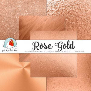 Rose Gold Digital Paper, rose gold paper, rose gold faux foil, rose gold glitter, copper foil paper, New Years Eve photography backdrop 8081 image 3