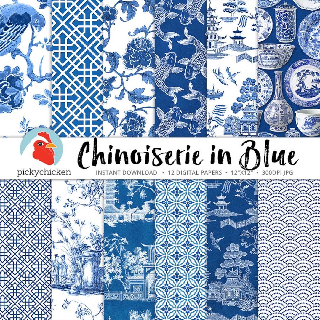 Blue and White Chinoiserie Swedish Dish Cloths