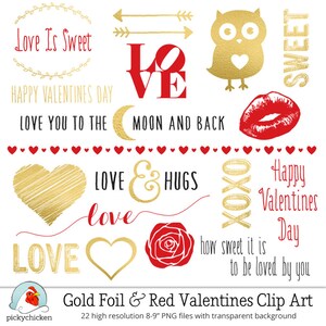 Liebe, ClipArt, ClipArt Hochzeit, Valentines Fotografie Overlays, Blattgold & rot, Liebe Wortkunst, digitale Grafiken Instant Download 5023