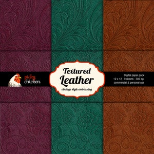 Pelle martellata - Digital Scrapbook carta vintage goffrato fiorisce sfondo Instant Download 8007