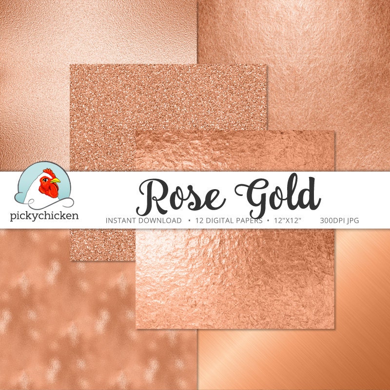 BUY 3 PAY FOR 2, Acrylic Digital Paper With Rose Gold Paint