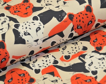 20,00 EUR/m - Sommer-Sweat - Leopard - Gepard - Wildkatze - retro - Afrika - rot blau - Fräulein von Julie