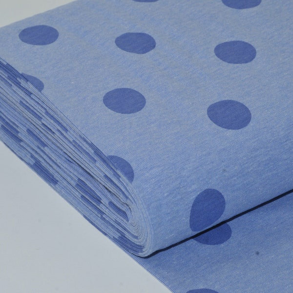 15.00 EUR/meter - jersey - large dots - polka dot - dark blue mottled - very soft - fabric for children and adults