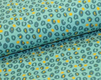 11,30 EUR/m - Jersey - Fierce - Leo Print - Kringel - petrol, gelb, türkis, blau - toller Stoff für Kinder und Erwachsene