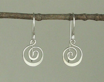 Silver Spiral Earrings, Silver Dangle Earrings, Sterling Silver Earrings, Womens Earrings, Handmade Earrings, Jayelay Jewelers, Made in USA