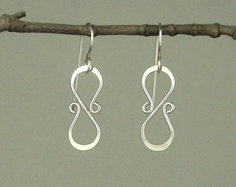 Figure 8 Earrings, Infinity Earrings, Sterling Silver Earrings, Handmade Earrings, Womens Earrings, Dangle Earrings, Jayelay Jewelers, USA