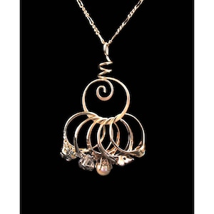 Gold Spiral Pendant, Ring Holder Pendant, Wedding Ring Holder, Ring Holder Necklace, 14K gold filled, Keepsake Pendant, Jayelay Jewelers