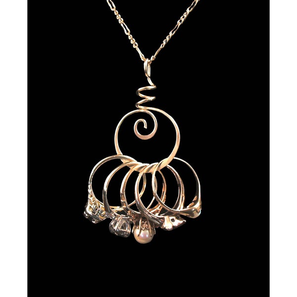Gold Spiral Pendant, Ring Holder Pendant, Wedding Ring Holder, Ring Holder Necklace, 14K gold filled, Keepsake Pendant, Jayelay Jewelers