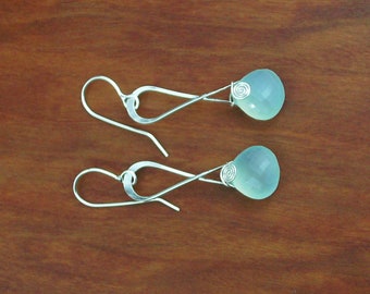 Sterling Silver Earrings, Dangle and Drop Earrings, Aqua Chalcedony Earrings, Silver Dangle Earrings, Silver Jewelry, Earrings Dangle