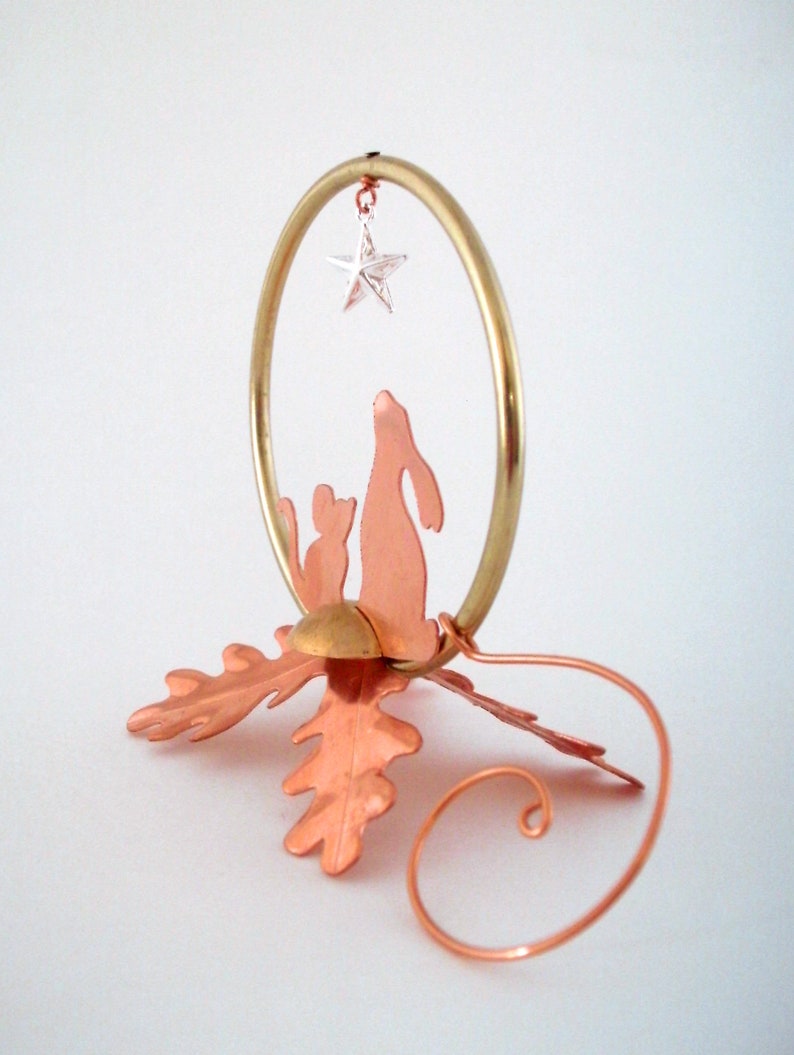 Forest Friends The Magic Star home decoration ornament house warming hostess gift animal lover metal bunny mouse copper oak leaf poem