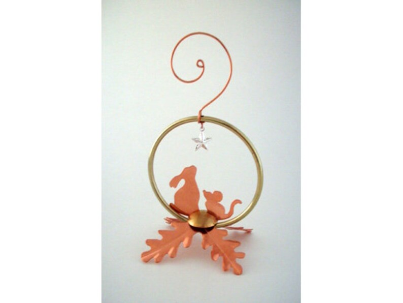 Forest Friends The Magic Star home decoration ornament house warming hostess gift animal lover metal bunny mouse copper oak leaf poem