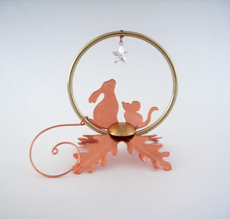 Forest Friends The Magic Star home decoration ornament house warming hostess gift animal lover metal bunny mouse copper oak leaf poem