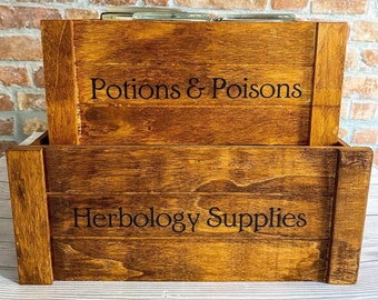 Hand Painted Wooden Storage Crates: Spooky Apothecary Decor