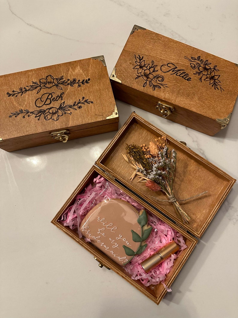 Name Box Examples Personalised Name Boxes With Wildflower Designs - Bridesmaid Proposal ...