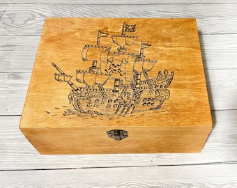 彫刻された海賊船の宝箱、海賊の装飾 - Etsy 日本