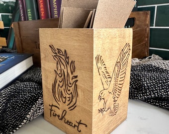 You Do Not Yield Bookmark Holder – Throne of Glass Fan Art – Rowan Bird, Fireheart, Stag Pen Pot – Handmade Wooden TOG Gift